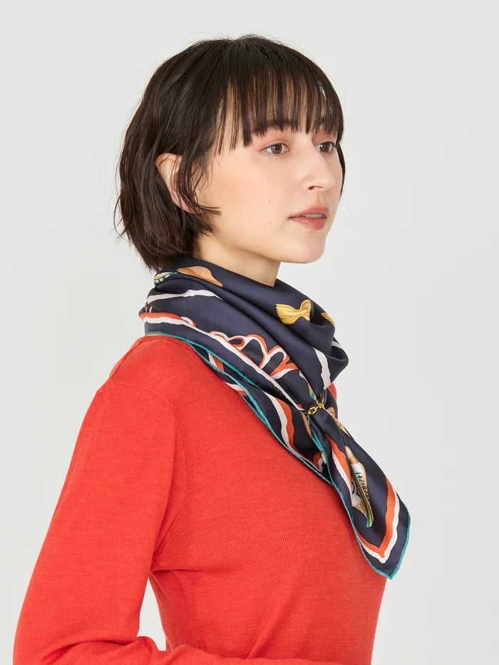 Manipuri Ravioli scarf 88x88 navy