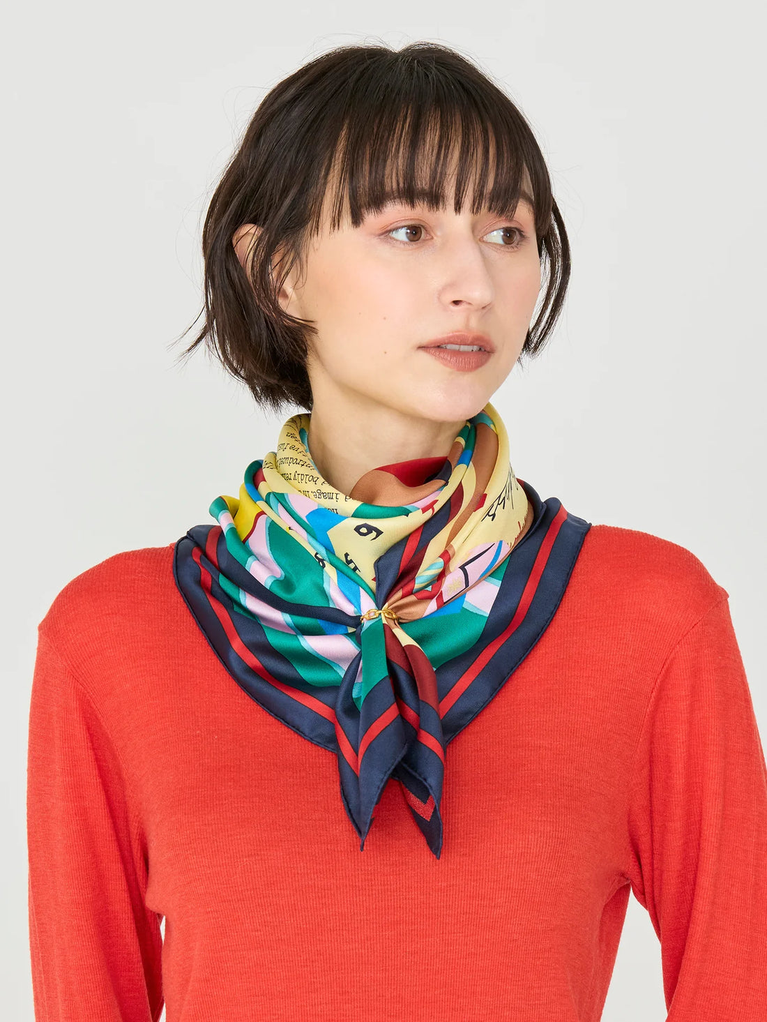 Manipuri Typewriter Scarf 88x88 Navy