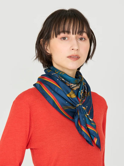 Manipuri Golden Night scarf 88x88 navy