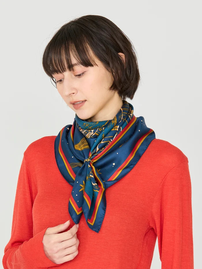 Manipuri Golden Night scarf 88x88 navy