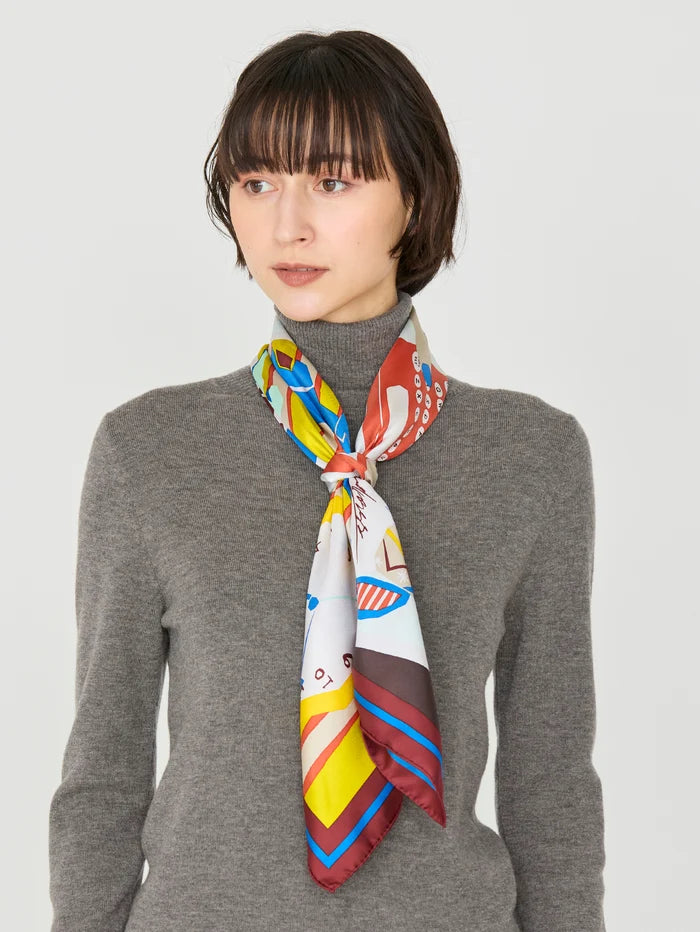Manipuri Typewriter Scarf 88x88 Wine