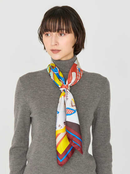 Manipuri Typewriter Scarf 88x88 Wine