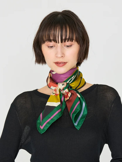 Manipuri Typewriter Scarf 88x88 Green