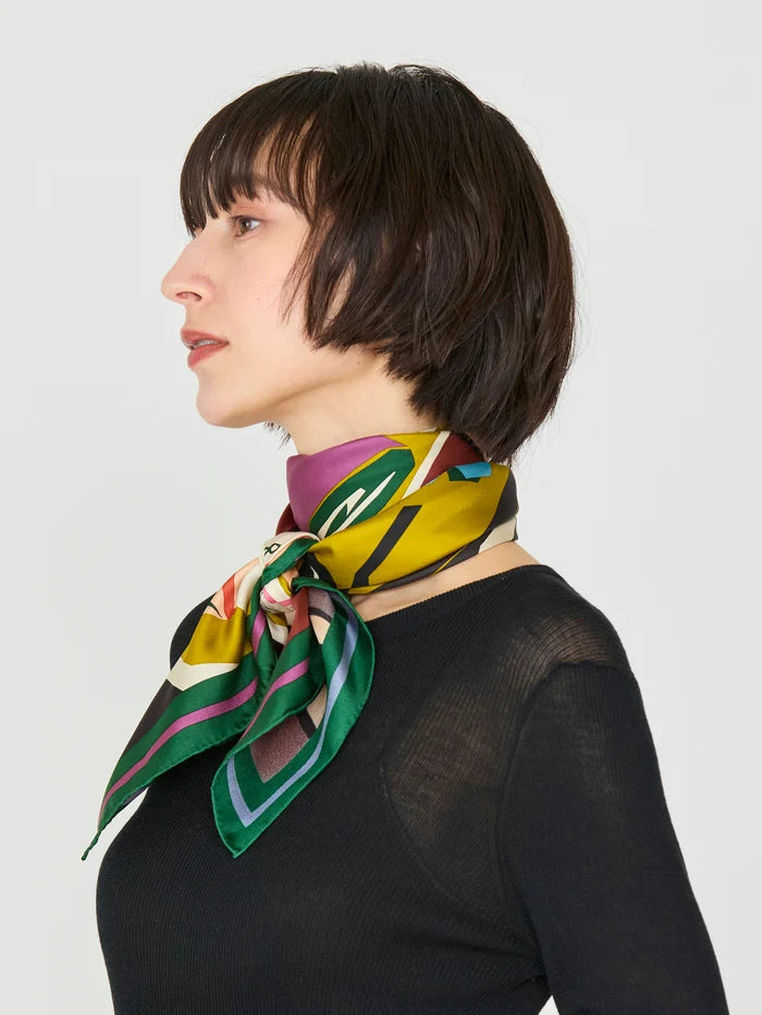Manipuri Typewriter Scarf 88x88 Green