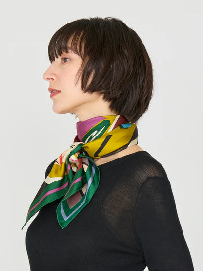 Manipuri Typewriter Scarf 88x88 Green
