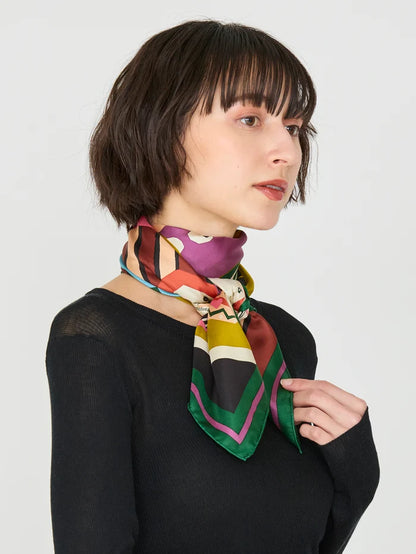 Manipuri Typewriter Scarf 88x88 Green