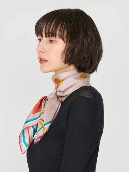 Manipuri Ravioli scarf 88x88 Light Grey