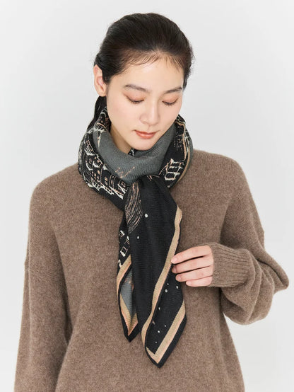 Manipuri Stole Golden Night Shawl 120x120 black