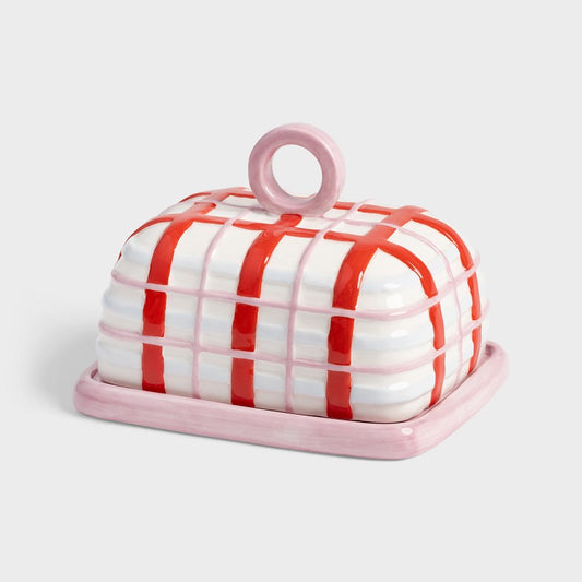 &Klevering Butter Dish Plaid Pink