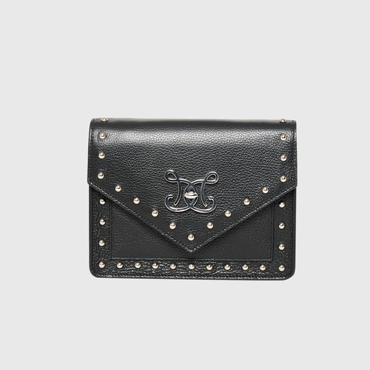DE MARQUET Envelope Black Studs Silver