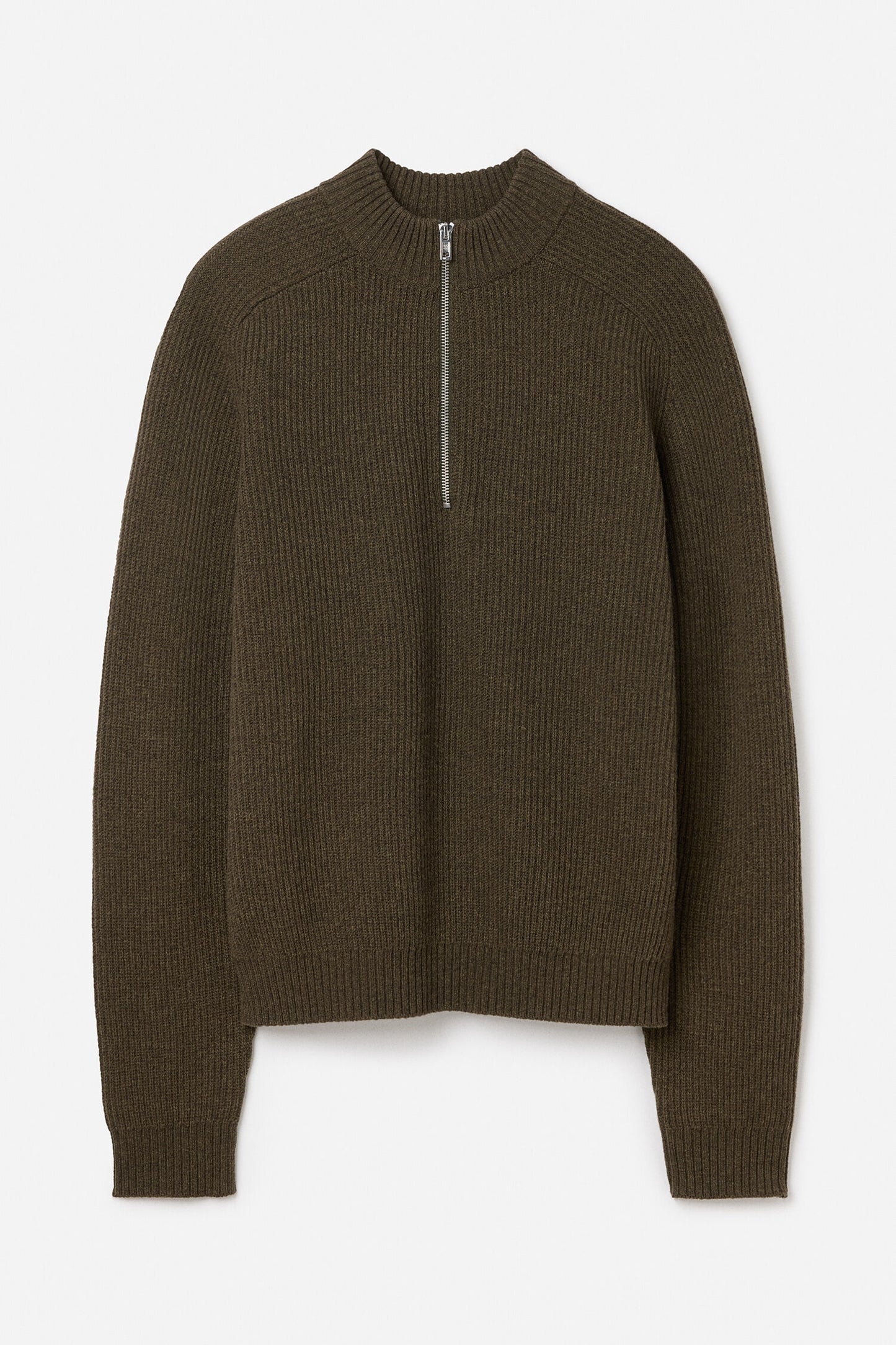 Filippa K Stretch Ribbed Wool Half Zip Sweater