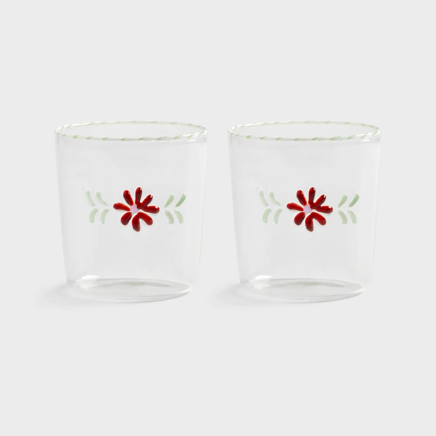 &Klevering Glass Flora Red Set of 2