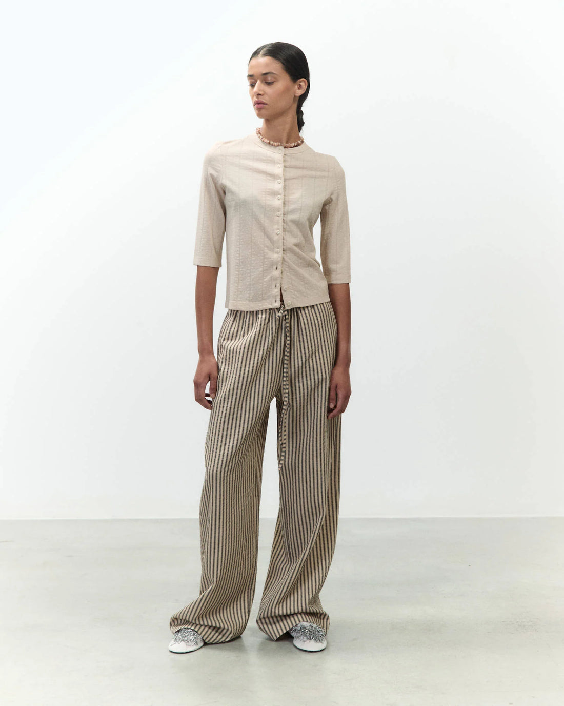 Alysi Long Wide Striped Trousers
