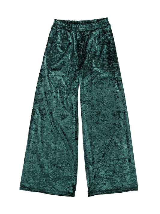 Simone Wild Stud Velvet Pocket Pants - bottle green