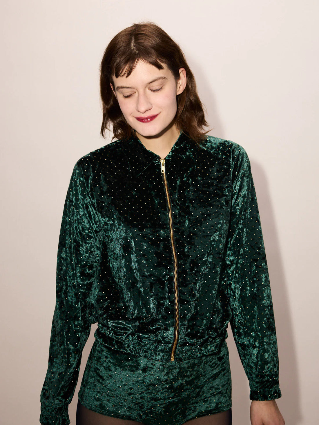 Simone Wild Stud Velvet Blouson Jacket