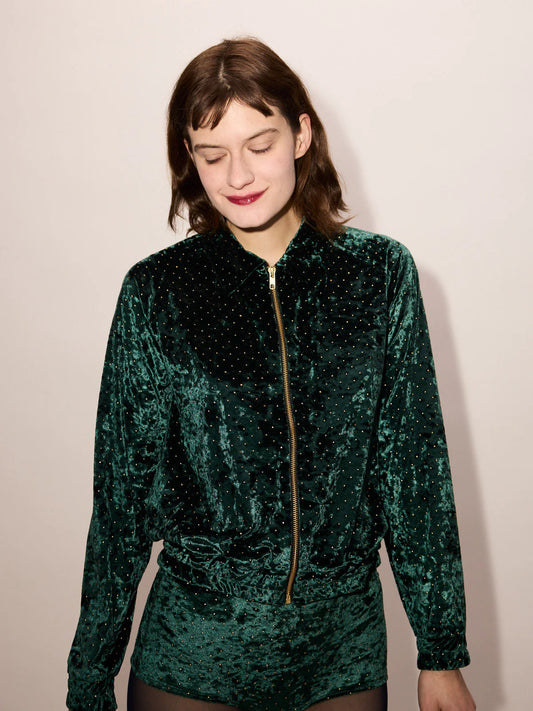 Simone Wild Stud Velvet Blouson Jacket
