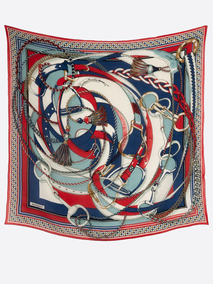 Manipuri COTTON SILK SHAWL Tangled Belt red
