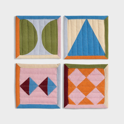 &amp;Klevering Coaster Stitch pink set of 4