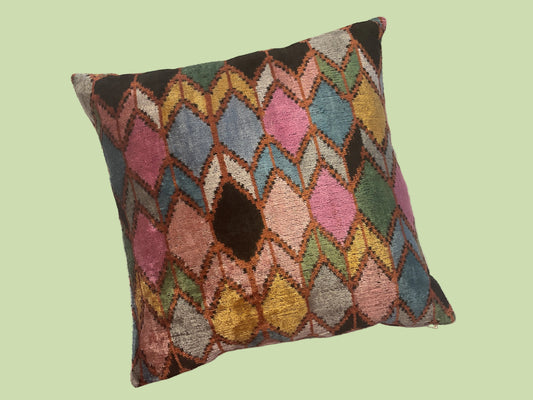 Velvet Cushion Diamonds Pink 50X50