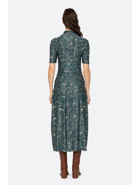 SEA NY Amara Marble Print Longsleeve Dress