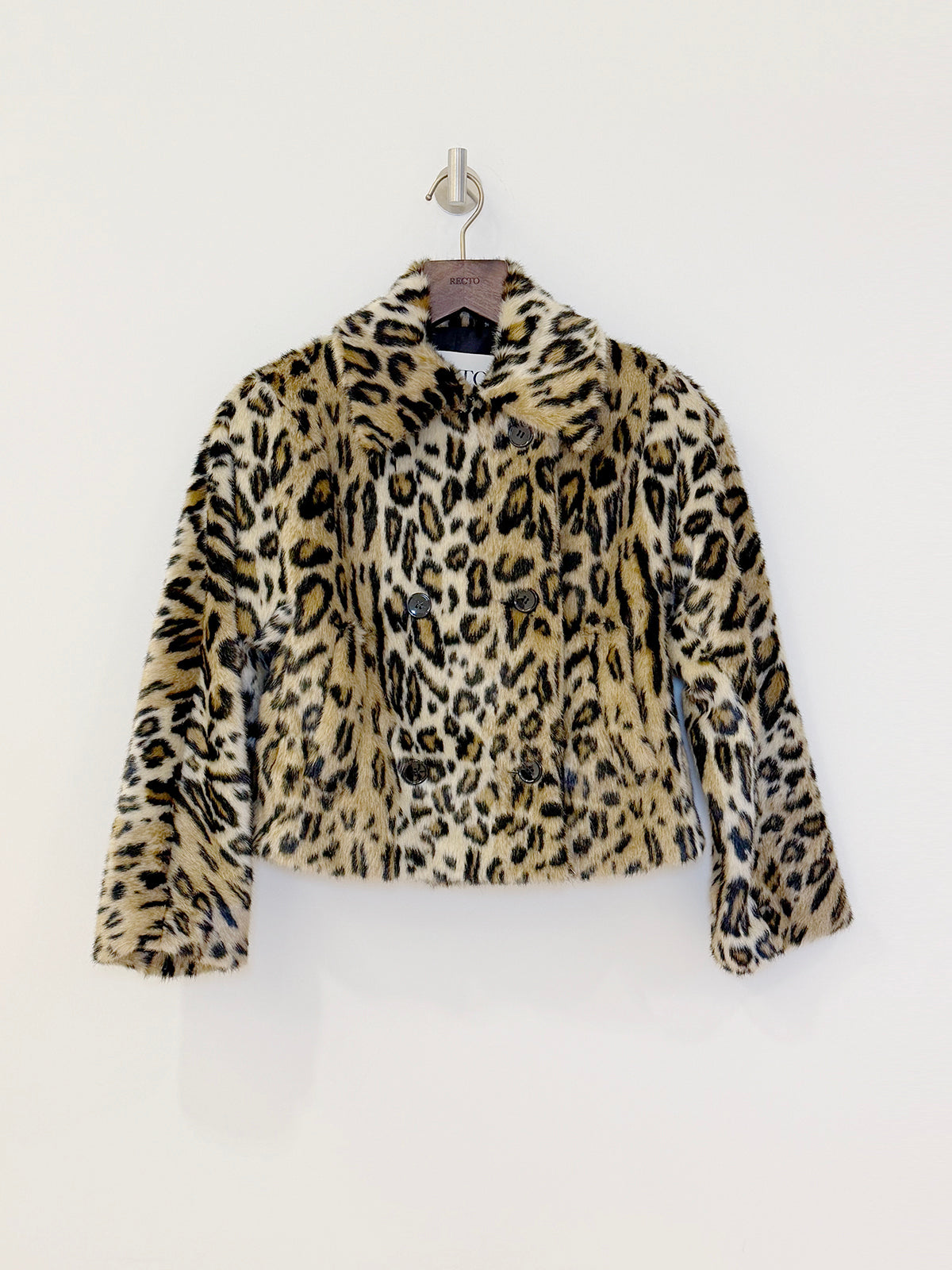 RECTO Leopard Faux Fur Short Coat