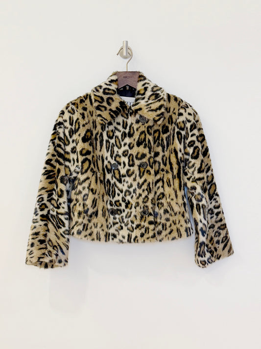 RECTO Leopard Faux Fur Short Coat