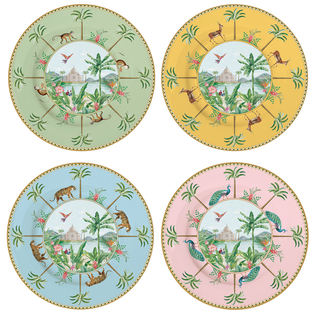 Easy Life  Set 4 porcelain dessert plates PARADIS SAUVAGE
