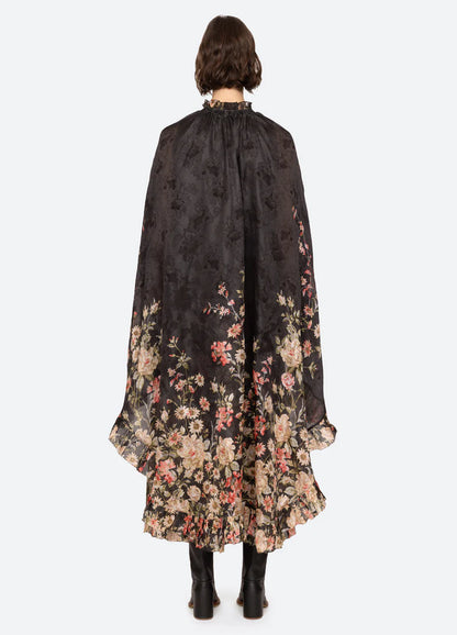 SEA NY Jolie Caped Midi Dress