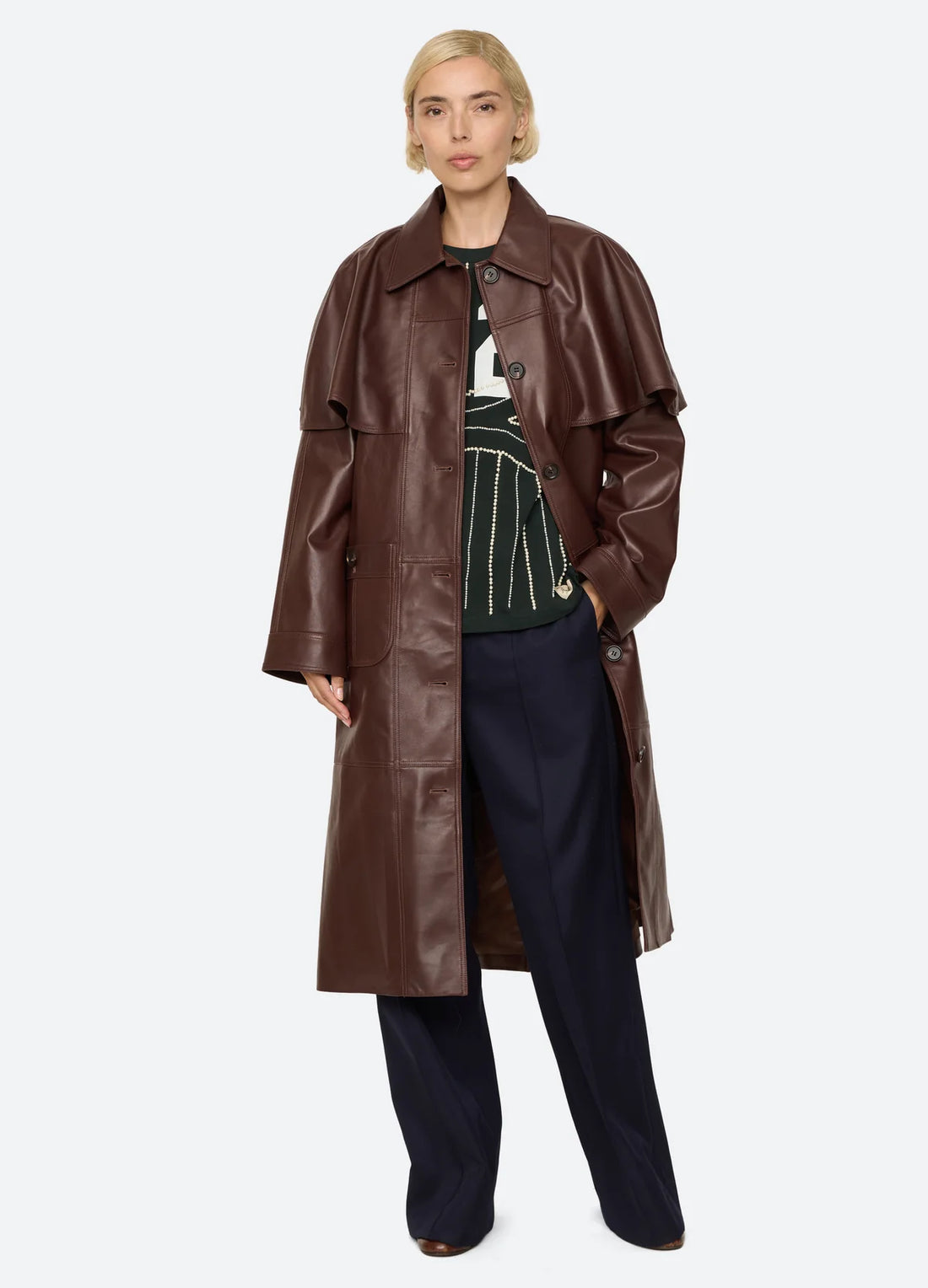 SEA NY Caitlin Leather Trench