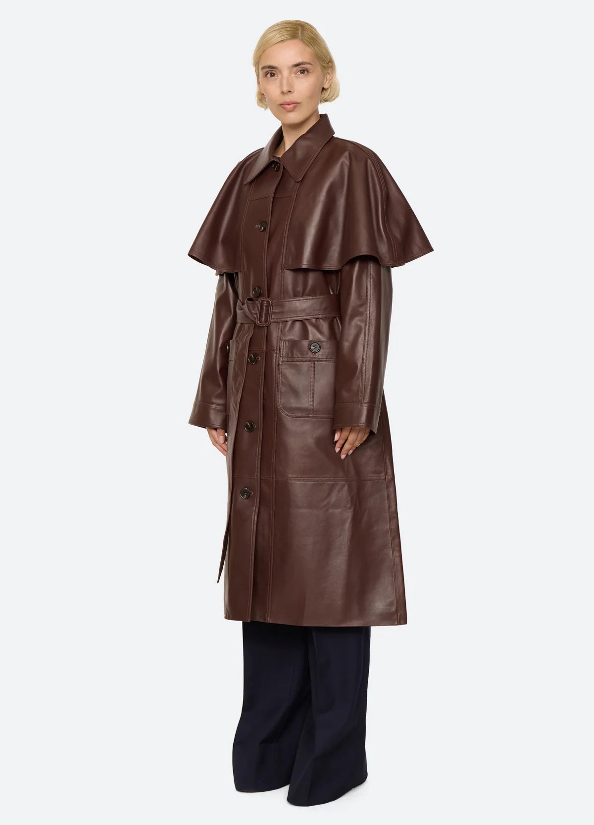 SEA NY Caitlin Leather Trench