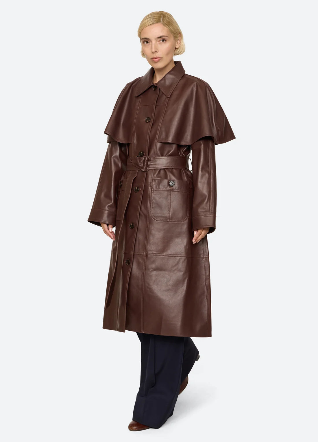 SEA NY Caitlin Leather Trench