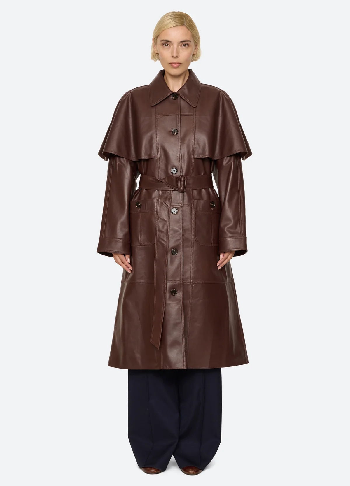 SEA NY Caitlin Leather Trench