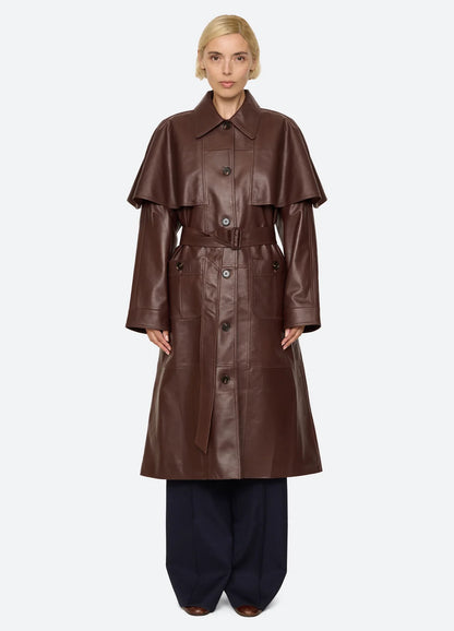 SEA NY Caitlin Leather Trench