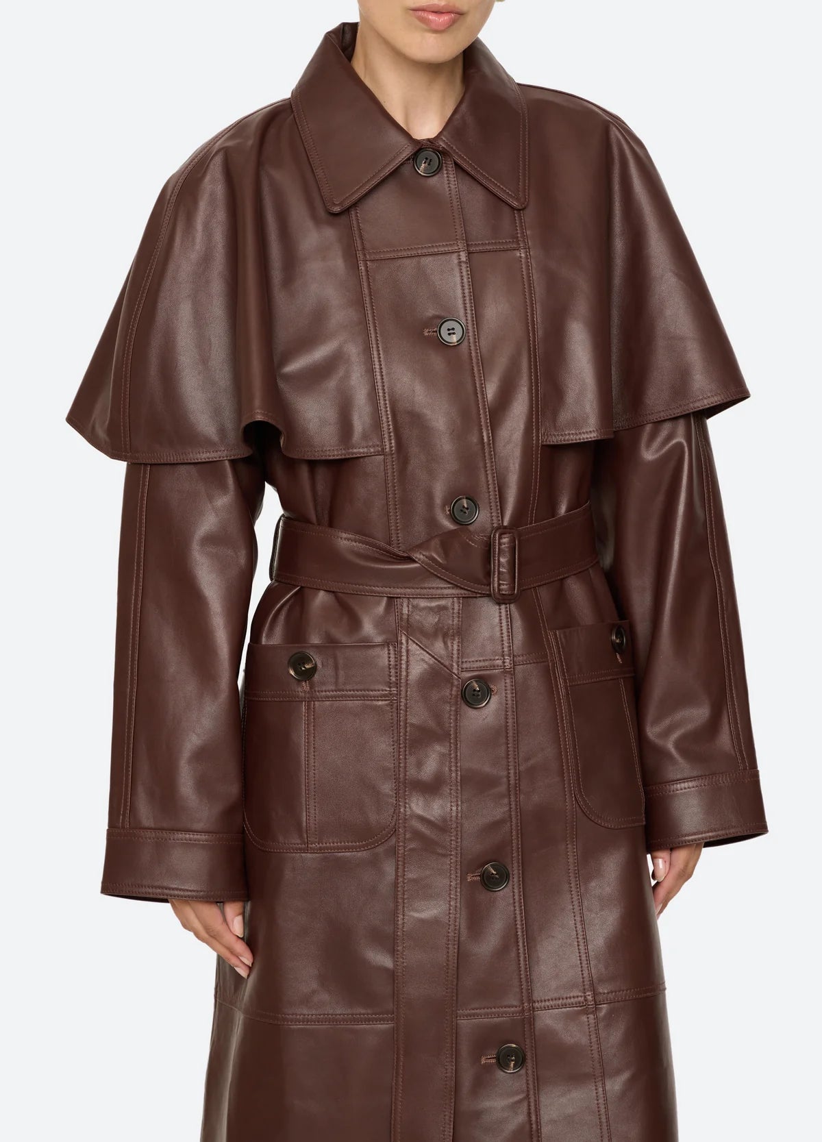 SEA NY Caitlin Leather Trench