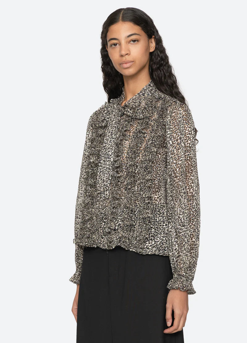 SEA NY Charlize Print Bow Top