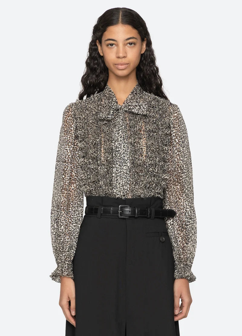 SEA NY Charlize Print Bow Top