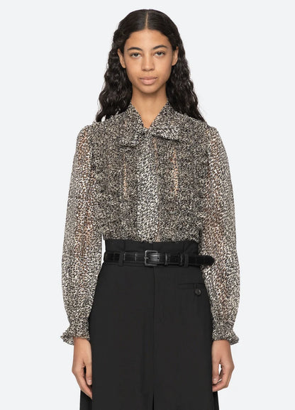SEA NY Charlize Print Bow Top