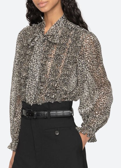 SEA NY Charlize Print Bow Top