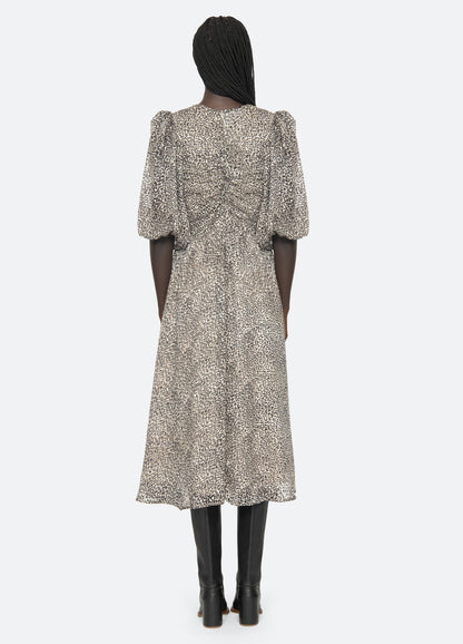 SEA NY Charlize Print Ruches Dress