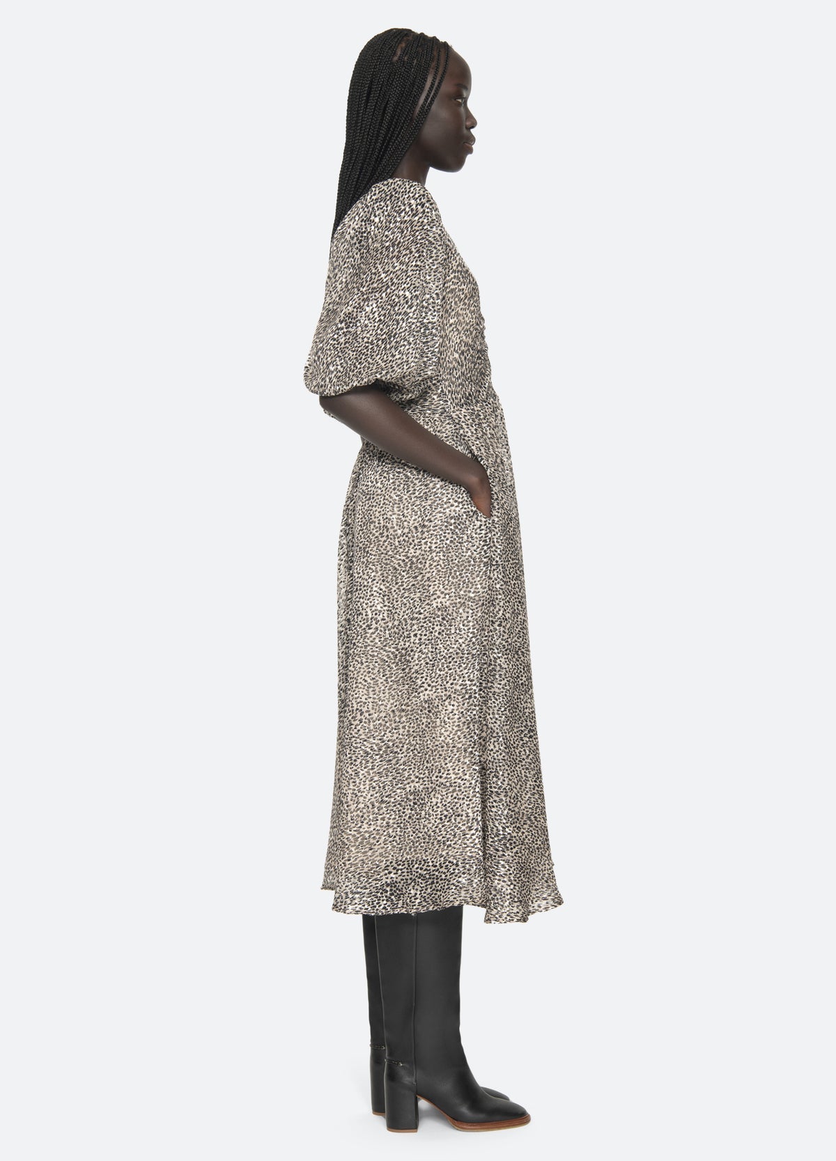 SEA NY Charlize Print Ruches Dress