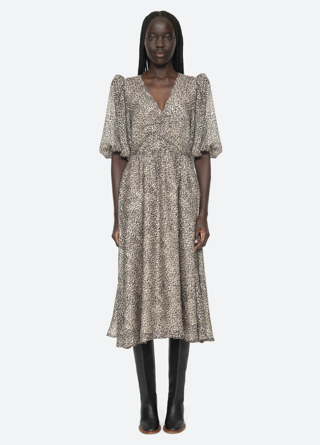 SEA NY Charlize Print Ruches Dress