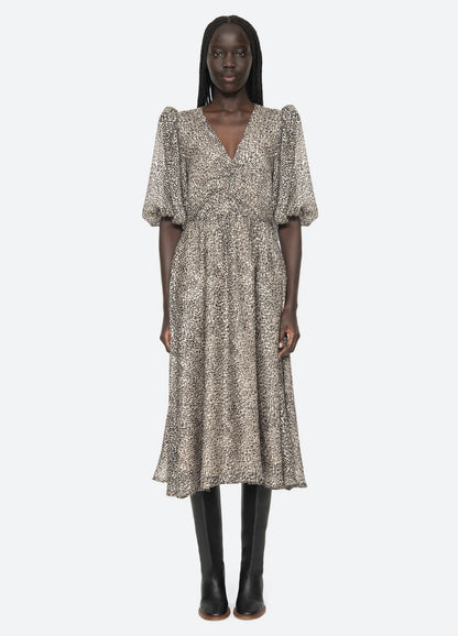 SEA NY Charlize Print Ruches Dress