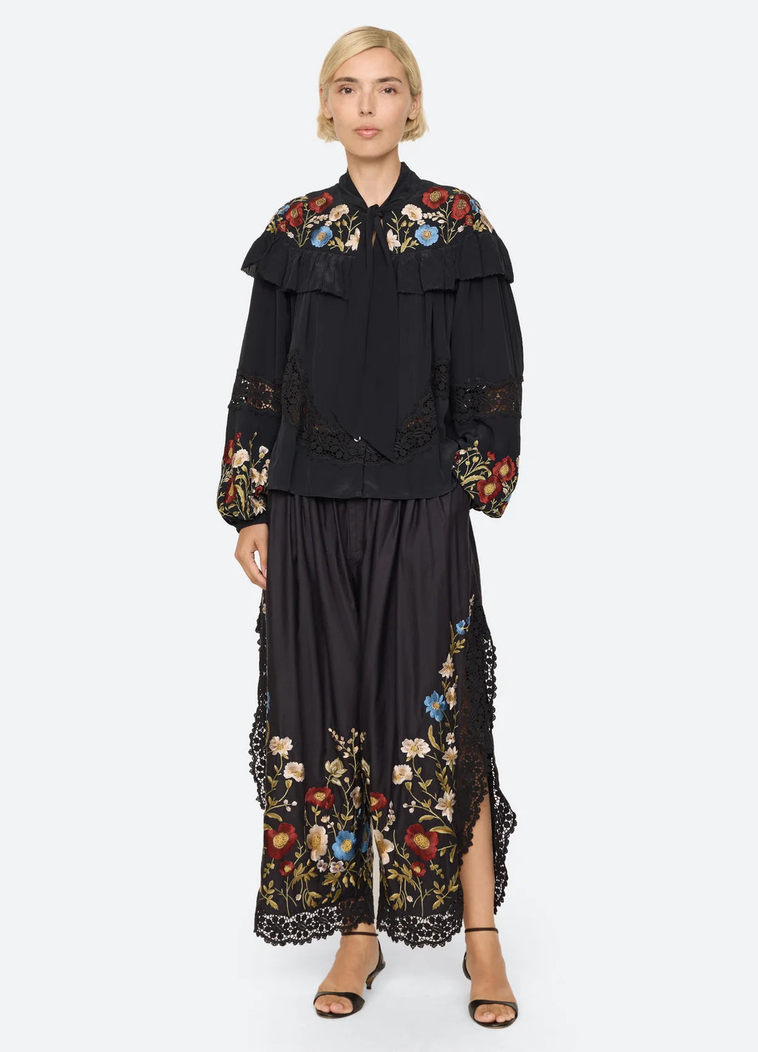 SEA NY Ruwa Embroidered Bow Top