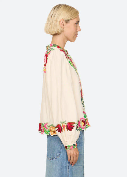 SEA NY Wilhelmina Tie Neck Top