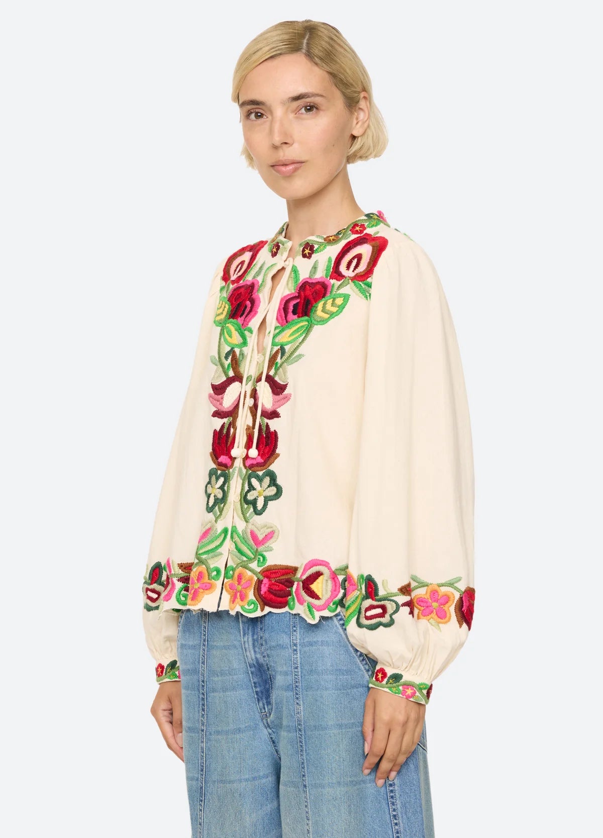 SEA NY Wilhelmina Tie Neck Top