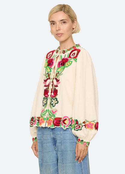 SEA NY Wilhelmina Tie Neck Top