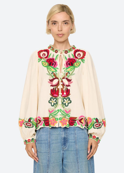 SEA NY Wilhelmina Tie Neck Top