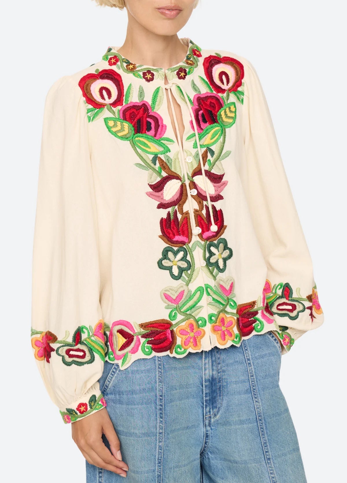 SEA NY Wilhelmina Tie Neck Top