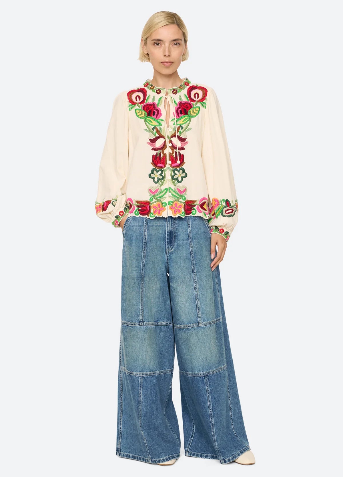 SEA NY Wilhelmina Tie Neck Top
