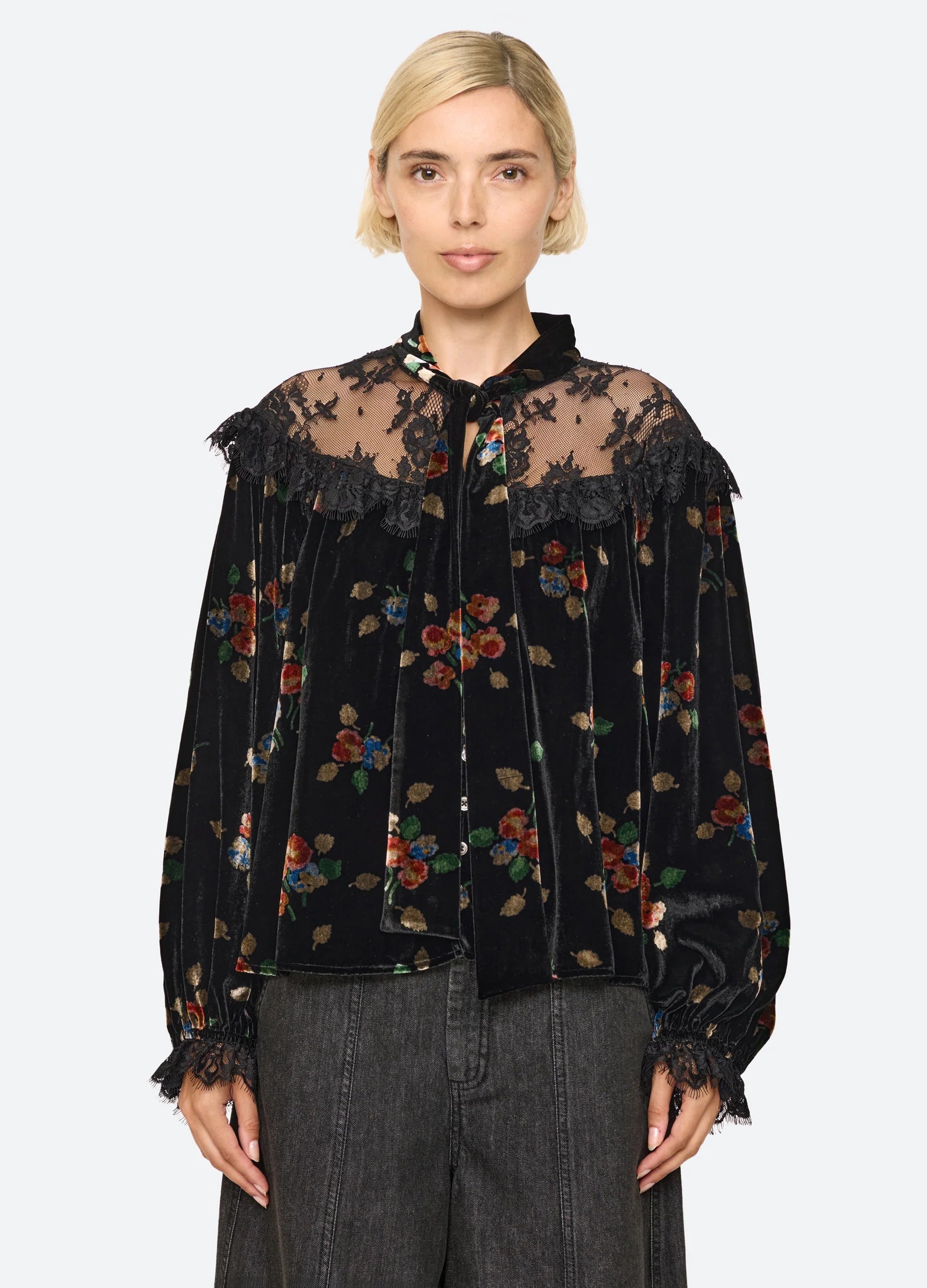 SEA NY Leda Tie Neck Top